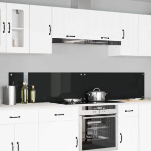 Kitchen Backsplash 2 pcs Black 110 x 40 cm Tempered Glass