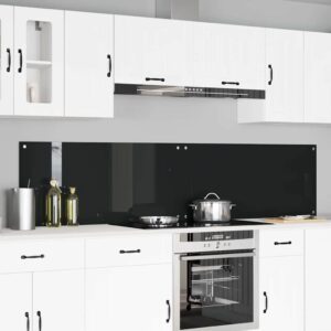 Kitchen Backsplash 2 pcs Black 110 x 50 cm Tempered Glass