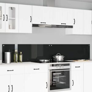 Kitchen Backsplash 2 pcs Black 120 x 40 cm Tempered Glass