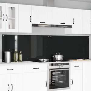 Kitchen Backsplash 2 pcs Black 120 x 60 cm Tempered Glass