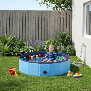 Children Swimming Pool Folding Blue Ø 80 x 20 cm