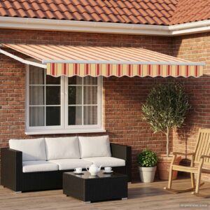 Retractable Awning Yellow, Orange and White 2.5 x 2 m