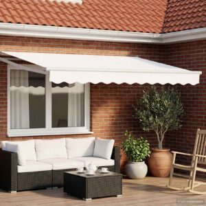 Retractable Awning White 2.5 x 2 m 100% Polyester and Aluminium