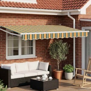 Retractable Awning Green and Yellow 2.5 x 2 m