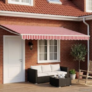 Manual Retractable Awning with LEDs Red and White 4 x 2 m