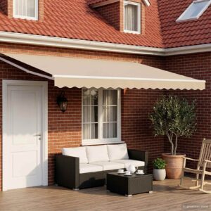 Manual Retractable Awning with LEDs Beige and White 4.5 x 3 m