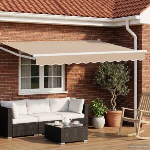 Electric Retractable Awning Beige and White 2.5 x 2 m