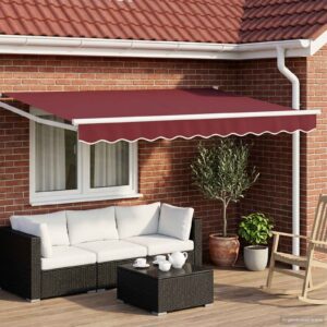 Electric Retractable Awning Burgundy and White 3.5 x 2 m