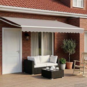 Electric Retractable Awning Light Grey and White 4 x 2 m