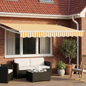Electric Retractable Awning Yellow and White 3 x 2.5 m