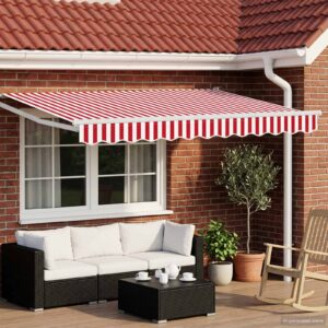 Electric Retractable Awning Red and White 3.5 x 2.5 m