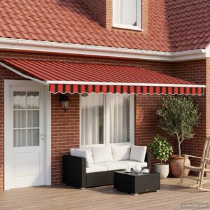 Electric Retractable Awning Orange, Brown and White 4 x 3 m