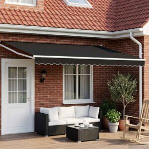 Electric Retractable Awning Black and White 4 x 3 m
