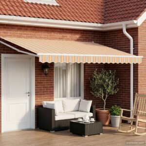 Electric Retractable Awning Grey, Orange and White 5 x 3 m