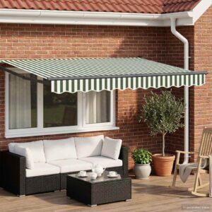 Electric Retractable Awning Green, White and Anthracite 3 x 2 m
