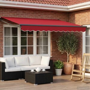 Electric Retractable Awning Red and Anthracite 3 x 2.5 m