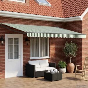 Electric Retractable Awning Green, White and Anthracite 4 x 3 m