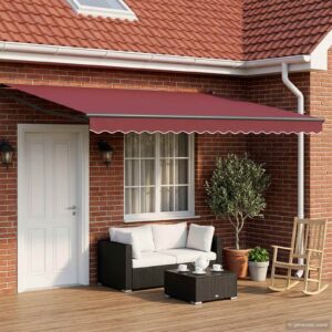 Electric Retractable Awning Burgundy and Anthracite 4.5 x 3 m