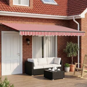 Electric Retractable Awning Red, White and Anthracite 5 x 3 m