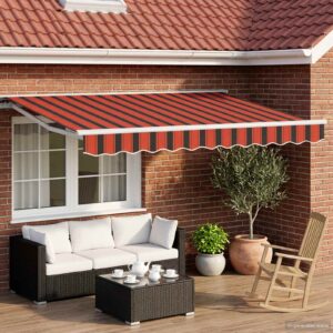 Manual Retractable Awning Orange, Black and Yellow 3 x 2.5 m