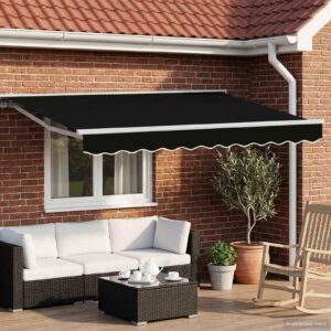 Manual Retractable Awning Black 3 x 2.5 m