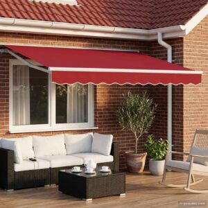 Manual Retractable Awning Red 3 x 2.5 m