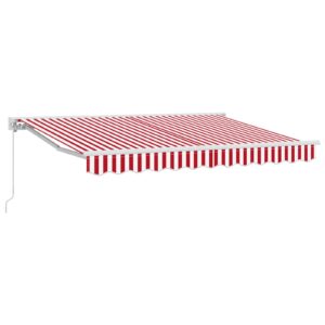 Manual Retractable Awning Red and White 3.5 x 2.5 m