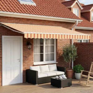 Manual Retractable Awning Yellow and Orange 4 x 3 m