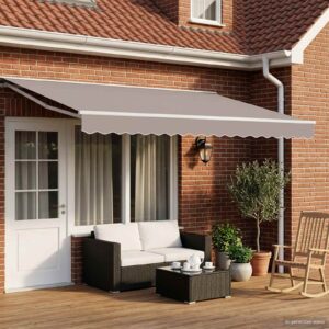 Manual Retractable Awning Light Grey 4 x 3 m