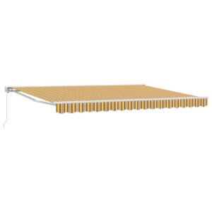 Manual Retractable Awning Yellow, Grey and White 4 x 3.5 m