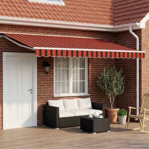 Manual Retractable Awning Orange, Black and Yellow 5 x 3.5 m