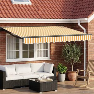 Manual Retractable Awning Yellow and White 2.5 x 2 m