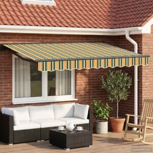 Manual Retractable Awning Green and Yellow 3 x 2 m