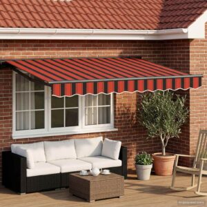 Manual Retractable Awning Orange, Black and Yellow 3.5 x 2 m