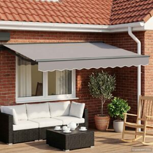 Manual Retractable Awning Light Grey 3.5 x 2 m
