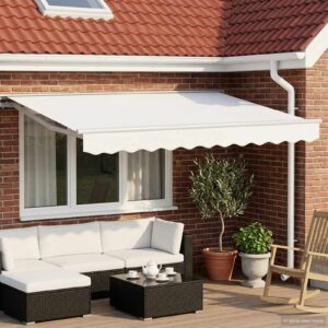 Manual Awning Frame with LEDs White 2.5 x 2 m