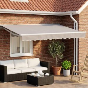 Manual Awning Frame with LEDs Light Grey and White 3 x 2 m