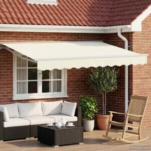 Manual Awning Frame with LEDs Cream and White 3 x 2.5 m