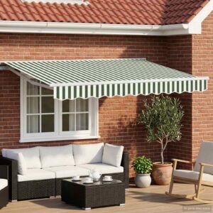 Manual Awning Frame with LEDs Green and White 3.5 x 2.5 m