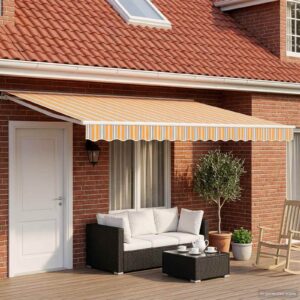 Manual Awning Frame with LEDs Blue, Orange and White 4 x 3 m