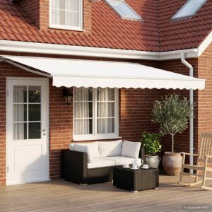 Manual Awning Frame with LEDs White 4 x 3.5 m