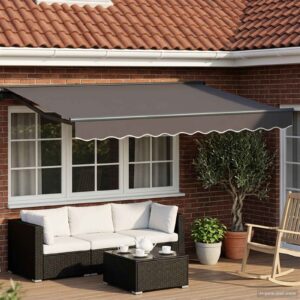 Manual Awning Frame with LEDs Anthracite 2.5 x 2 m