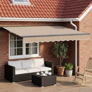 Manual Awning Frame with LEDs Beige and Anthracite 2.5 x 2 m