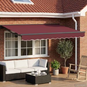 Manual Awning Frame with LEDs Burgundy and Anthracite 3.5 x 2 m