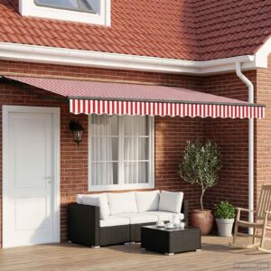 Manual Awning Frame with LEDs Red, White and Anthracite 4 x 2 m