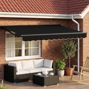 Manual Awning Frame with LEDs Black and Anthracite 3 x 2.5 m