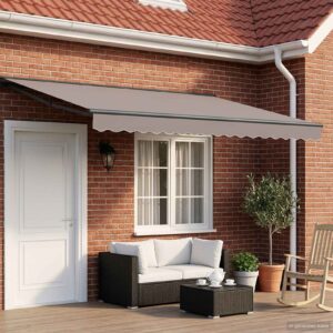 Manual Awning Frame with LEDs Light Grey and Anthracite 4 x 3 m