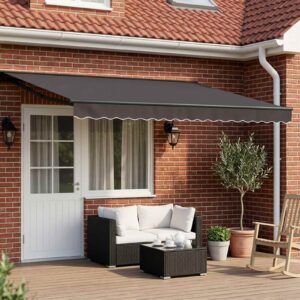 Manual Awning Frame with LEDs Anthracite 4 x 3.5 m
