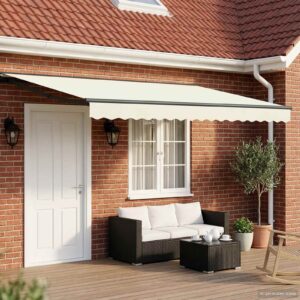 Manual Awning Frame with LEDs Cream and Anthracite 4.5 x 3 m