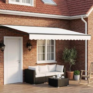 Manual Awning Frame with LEDs White and Anthracite 4.5 x 3 m
